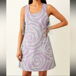 See by Chloe Rose Print Lace up Side Tie Sleeveless Shift Dress NEW WITH TAG